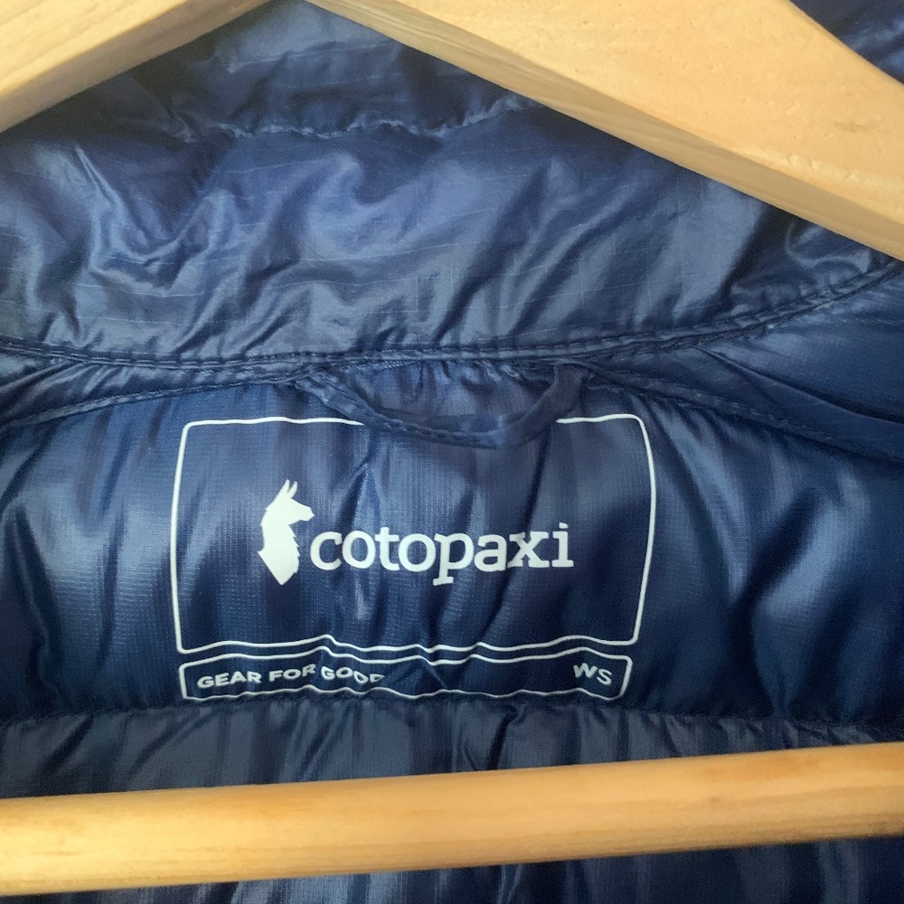 cotopaxi Navy Puffer Pullover with Red, Yellow & Light Blue Stripes - Picture 3 of 4